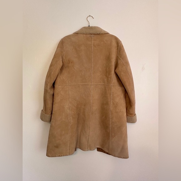 Guess y2k Suede Leather Faux Shearling Penny Lane Long Coat Jacket Size Large - Picture 6 of 7